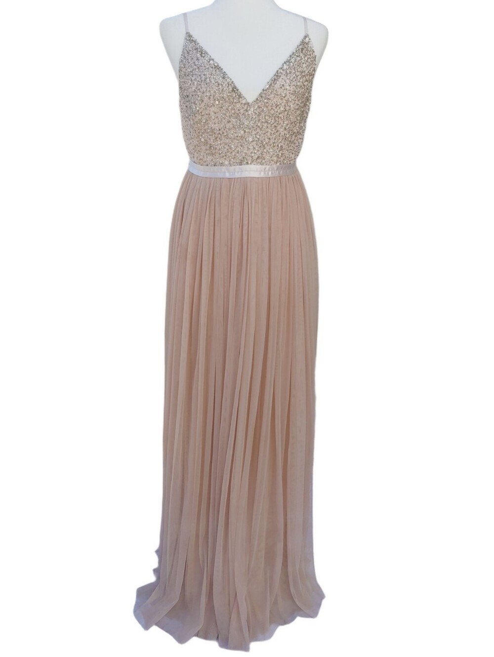 Anthropologie x BHLDN Avery Beaded Evening Gown Dress in Blush Women's 4